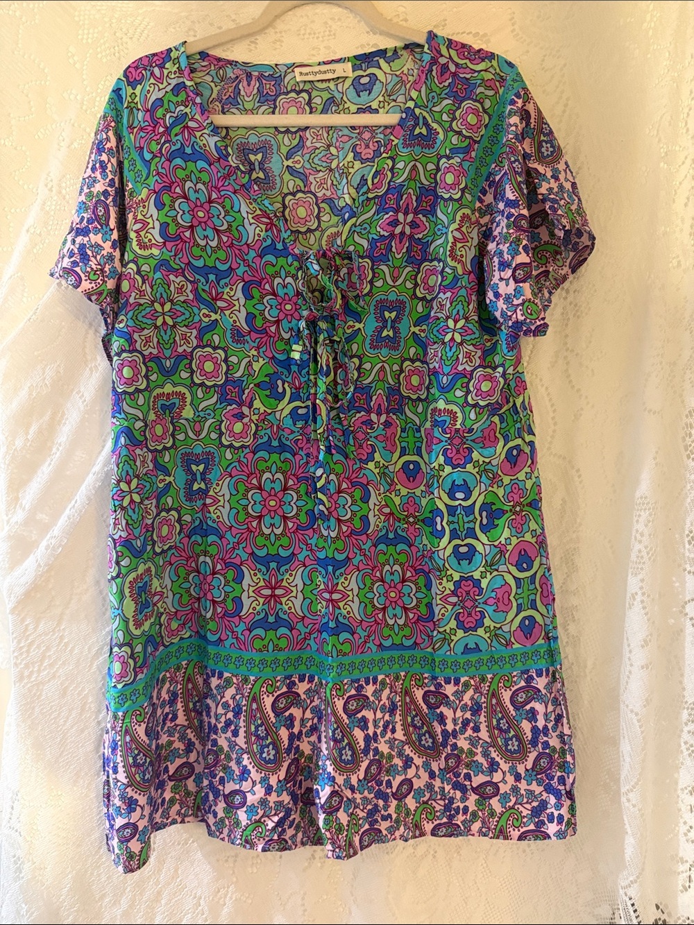 Rustty Dustty Floral Tie-Front Short Sleeve Romper